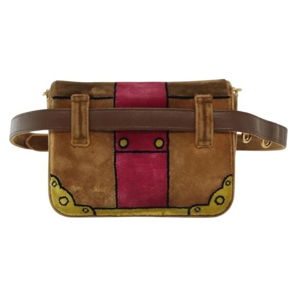 PRADA Chain Kaye Shoulder Bag Velor Beige Gold Auth 141360 - Picture 3 of 16